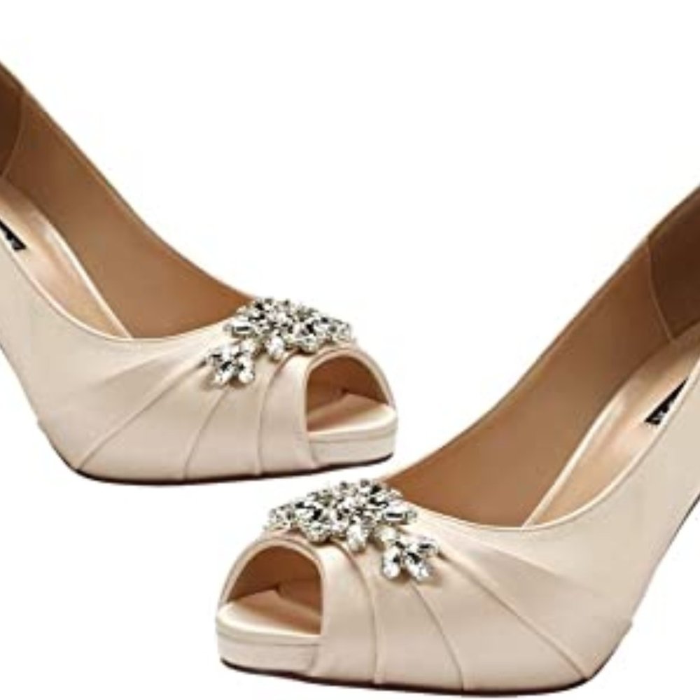 Peep Toe Rhinestone Heels - Picture 3 of 5